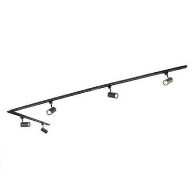Afbeelding van QAZQA Modern railsysteem met 5 spots zwart 1 fase Iconic Jeana Slaapkamer Keuken Staal Langwerpig GU10 Geschikt voor LED Max. x 50 Watt