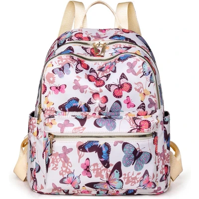 Afbeelding van KCVV rugzak fashion high end damesrugzak meisjesschooltas waterdichte kleurrijke met vlinderprint 15L vlinder