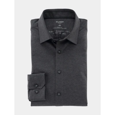 Afbeelding van OLYMP No. Six 24/Seven super slim fit overhemd tricot antraciet grijs Strijkvriendelijk Boordmaat: 42