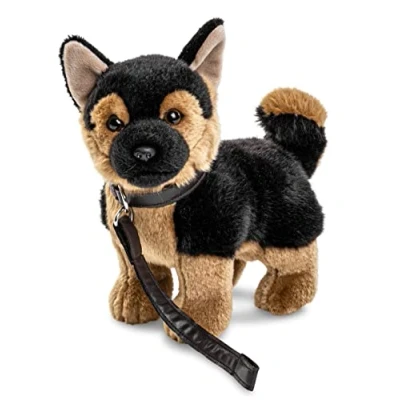 Afbeelding van Uni Toys Duitse herdershond puppy, staand met riem 26 cm (hoogte) pluche hond, huisdier dier, knuffeldier