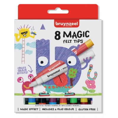 Afbeelding van Viltstift Bruynzeel Kids Magic Points blister à 8 stuks assorti