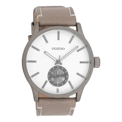 Afbeelding van OOZOO Timepieces taupe horloge met leren band C9080