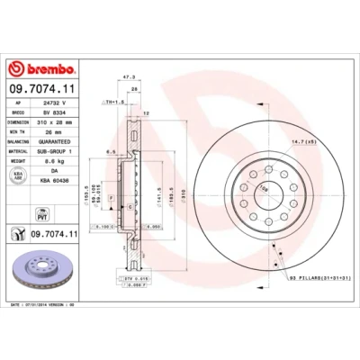 Afbeelding van Brembo Remschijf 09.7074.11