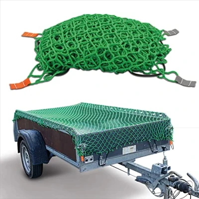 Afbeelding van CargoVA® aanhangwagennet 2x3M met rubber koord en hoekmarkering voor perfecte ladingzekering