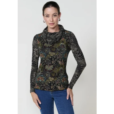 Afbeelding van Koroshi Turtleneck Blouse Multicolor multicoloured, Dames, Maat: 40, multi coloured