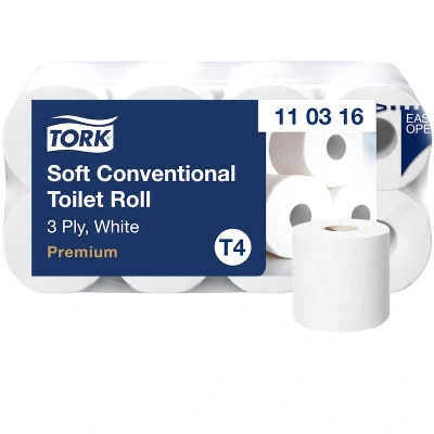 Afbeelding van Toiletpapier Tork T4 traditioneel premium 3 laags 250 vel wit 110316
