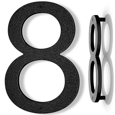 Afbeelding van Yafimea Zwart Huisnummer, Hoogte 20 cm, Stevig ABS Plastic met 3D Drijvend Effect (Nummer 8)