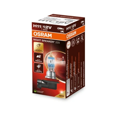 Afbeelding van OSRAM NIGHT BREAKER 220, H11, 220% di luminosità in più, lampada faro alogena, 64211NB220, scatola pieghevole (1 lampada)