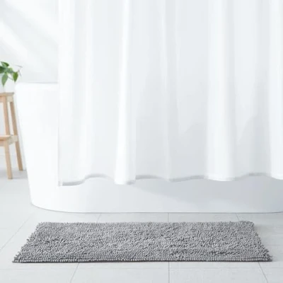 Afbeelding van Amazon Basics Badmat, badkamer, microvezel, antislip, 86,6 x 53,3 cm, platina