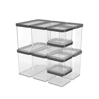 Afbeelding van Rotho Loft Set opbergblikken 10 stuks LOFT, Kunststof (PP) BPA vrij, zwart, (32,3 x 22,3 32,4 cm)