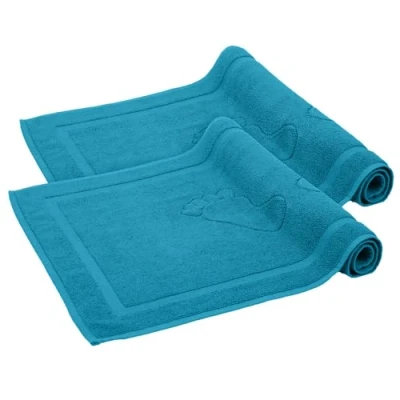 Afbeelding van Komfortec Badmat Set 2 stuks Zachte en Absorberende Douchemat/Handdoek 50x80 cm 100% Katoen Turquoise