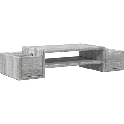 Afbeelding van vidaXL Monitorstandaard met opbergruimte 70x27x15 cm hout grijs sonoma