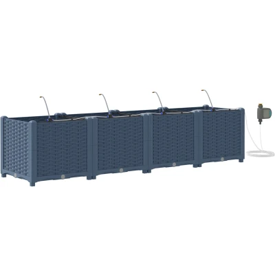 Afbeelding van vidaXL Tuinplantenbakken met Water Irrigatiesysteem 4 stuks Grijs