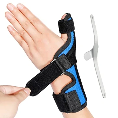 Afbeelding van DrFinger Duim Splint, Brace, Gezamenlijke Ondersteuning voor Links &amp; Rechts, Artritis Spica Stabilizer, Trigger Immobilizer, Scaphoid en Knuckle Pain Relief, Verstuiven Unieke Vaste Aluminium Plaat S/M