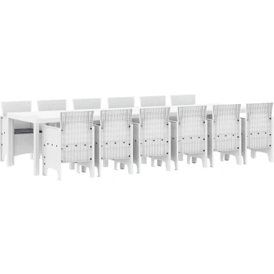 Afbeelding van vidaXL 13 delige tuinset met kussens in wit poly rattan
