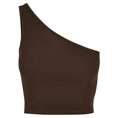 Afbeelding van Urban Classics Cropped Asymmetric Top, Dames, Maat: 5XL, Brown