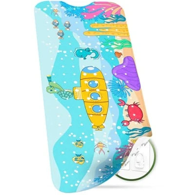Afbeelding van SilverRack Badmat voor kinderen, 100 x 40 cm, U bootmotief, antislipmat, badkuip, BPA vrij, kinderen en baby&#039;s, schimmelbestendig machinewasbaar, badmat, antislip