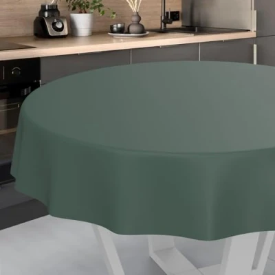 Afbeelding van Wasdoek tafelkleed, afwasbaar tafelzeil, tuintafelkleed, voor binnen en buiten, rond, 120 cm, snijrand, dennengroen
