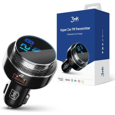 Afbeelding van 3mk Hyper Bluetooth 5.0 FM Transmitter Zwart met LED Verlichting