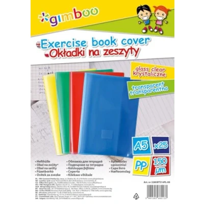 Afbeelding van Gimboo Hefthoes boekomslagen / 25er Set/DIN A5 Transparant Kleur: Kleurmengsel/Kristalhelder Polypropyleen Folie Doorzichtig/Schoolschriften 150μm