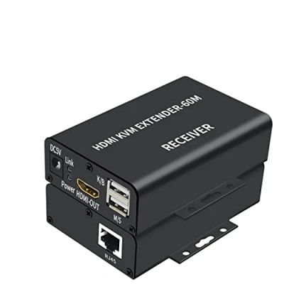 Afbeelding van 4K HDTV 120M KVM Extender HDMI compatibel USB A toetsenbord muis 3,5 mm AUX aluminiumlegering naar CAT6 RJ45 LAN Ethernet (60 m)