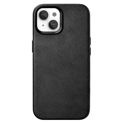 Afbeelding van Apple iPhone 15 MagSafe Hoesje Kunstleder Woodcessories Hardcase/Backcover Zwart Telefoonhoesje Shockproof/Valbescherming