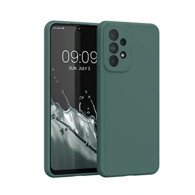 Afbeelding van kwmobile telefoonhoesje geschikt voor Samsung Galaxy A33 5G Hoesje met siliconen coating Smartphone case in mosgroen