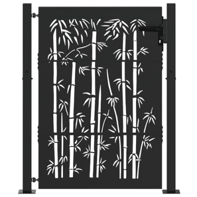 Afbeelding van vidaXL Tuinpoort, Tuinpoort 105x75 cm Cortenstaal Bamboe Ontwerp Zwart