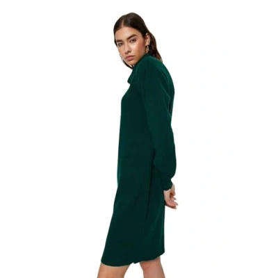 Afbeelding van Trendyol Smaragdgroene Mini Gebreide Jurk Met Breed Patroon Twoaw23El00026
