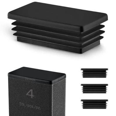 Afbeelding van Lamellenstoppen voor Rechthoekige buizen 70x50 mm Zwart 4 Stuks stoppen 7x5 cm EMFA ®