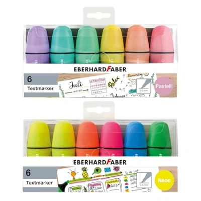 Afbeelding van EBERHARD FABER 599040 Mini highlighter set, 12 markers in neon en pastelkleuren met spievormige punt