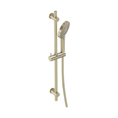Afbeelding van MAY Glijstangset met 3 standen handdouche, doucheslang en glijstang 70cm Geborsteld mat goud PVD