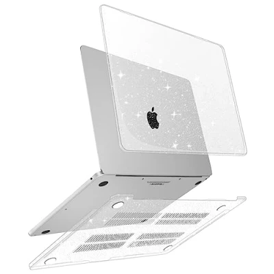 Afbeelding van ZYB Hoes Case voor MacBook Pro 13 Inch M2 2022 M1 2020 2016 Model A2338 A2289 A2251 A2159 A1989 A1706 Touch Bar en A1708, Plastic Slanke Glanzende Harde Beschermhoes, Glitter transparant