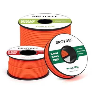 Afbeelding van Brotree Elastisch koord Elastische Draad 2mm x 10m Elastieken Touw Rond Bungee voor DIY, Handwerk, Kamperen, Backpacking Neonoranje