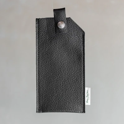 Afbeelding van Brillenhoesje Zwart leder