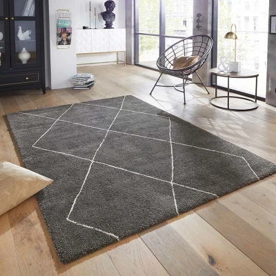 Afbeelding van Scandinavisch Tapijt/Vloerkleed Massy Elle Decoration Donkergrijs/crème 80x150 Cm