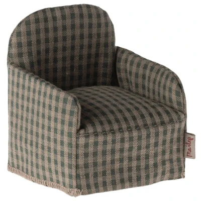 Afbeelding van Maileg poppenhuisstoel green checker 7,5 cm