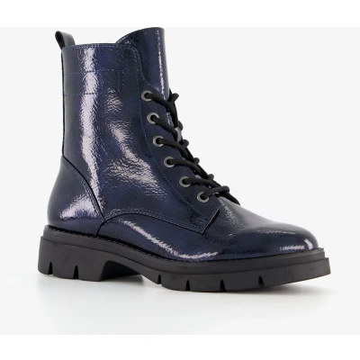 Afbeelding van Tamaris dames lak veterboots blauw Maat 39