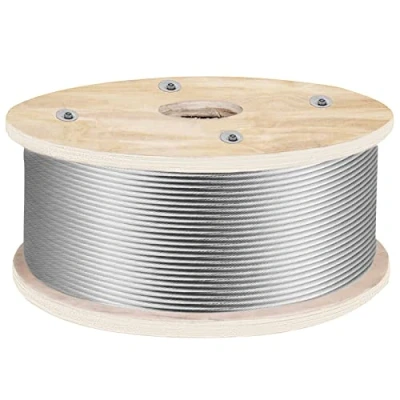 Afbeelding van VEVOR 152 m x 4,8 mm staalkabel, 1 19 constructie, T316 roestvrij staal, gepolijst oppervlak, draadkabel, 1905,1 kg, breukvastheid, roestvrijstalen kabel voor waslijnen, trapleuningen, tuinhekken,