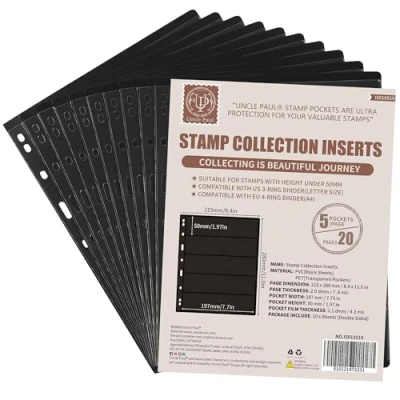 Afbeelding van IS010510, 10 vellen postzegelalbum, 5 vakken, 19 x 4 cm