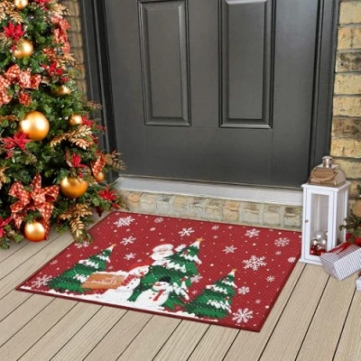 Afbeelding van CAROMIO Kerstman Kerst Deurmat Outdoor Entree Rode Kerstboom Tapijten Welkom Matten voor Voordeur, Indoor Mat Antislip Binnen of Buiten Home Decor, 40x80cm