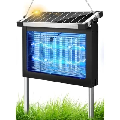 Afbeelding van Anysun elektrische insectenverdelger, op zonne energie, USB oplaadbaar, 4500 V, vliegenval, waterdicht, voor muggen, motten, vliegen terras, huis, achtertuin, camping