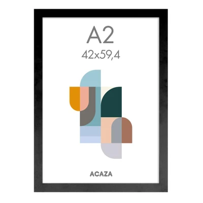 Afbeelding van ACAZA Fotokader A2 Formaat Fotolijst in MDF Hout 42 x 59,40 cm Zwart