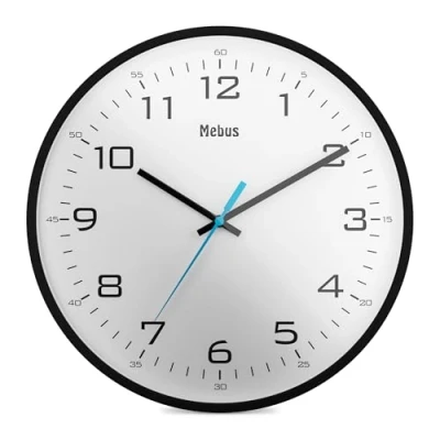 Afbeelding van MEBUS analoge Quarz Wanduhr klassisches Design kräftige, große Ziffern 30cm Durchmesser/Farbe: Schwarz Weiß/Modell: 16247