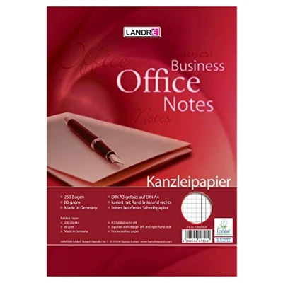 Afbeelding van Landré Kantoorpapier A3 op A4 gevouwen, geruit met dubbele rand, 80 g/m², 250 kanselarijbladen