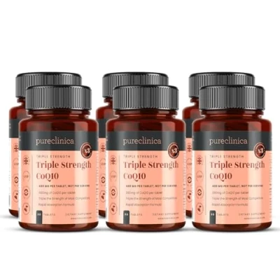 Afbeelding van CoQ10 300 mg x 540 tabletten (6 flessen met 90 elk 18 Maanden voorraad) Vitamine C en zwarte peper extract. SKU: CQ3x6