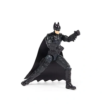 Afbeelding van DC Comics, Batman 10 cm actiefiguur met 3 accessoires en mysteriekaart, The Movie Collectible kinderspeelgoed voor jongens meisjes vanaf jaar