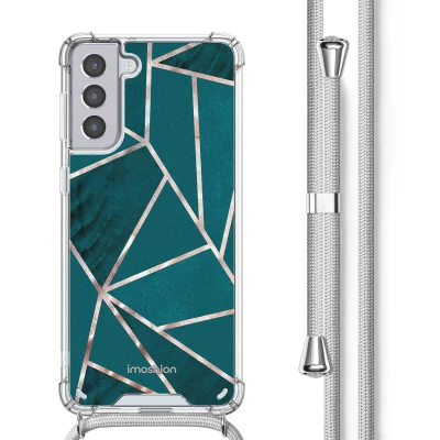 Afbeelding van Samsung Galaxy S21 Hoesje Kunststof iMoshion Softcase/Koordhoesje/Backcover Petrol Green Graphic Telefoonhoesje