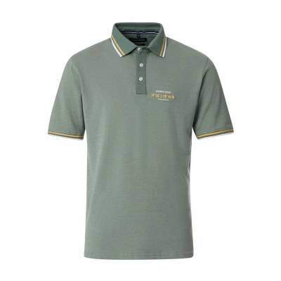 Afbeelding van Casa Moda Long Sleeve polo Groen maat M heren Longsleeve met Regular fit Pasvorm Stretch Poloshirt