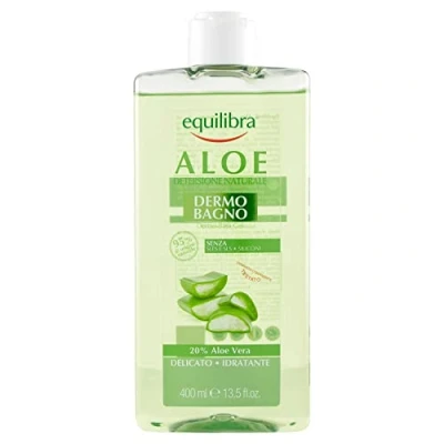 Afbeelding van Equilibra Aloe Dermo Bad, feuchtigkeitsspendendes Duschgel, beruhigend und erfrischend, für eine saubere duftende Haut, mit Saft, Glycerin Bio Apfelextrakt, 400 ml